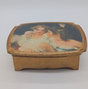 Vintage Wooden Jewelry Box with Camady Children Classic Artwork